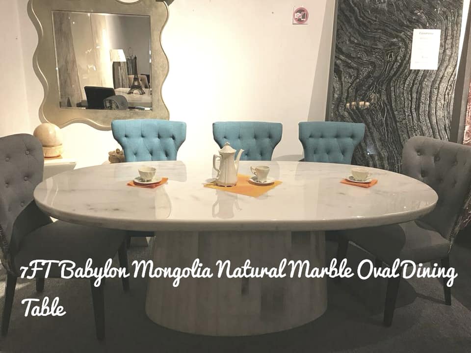 Babylon Mongolia Natural Marble Oval Dining Table